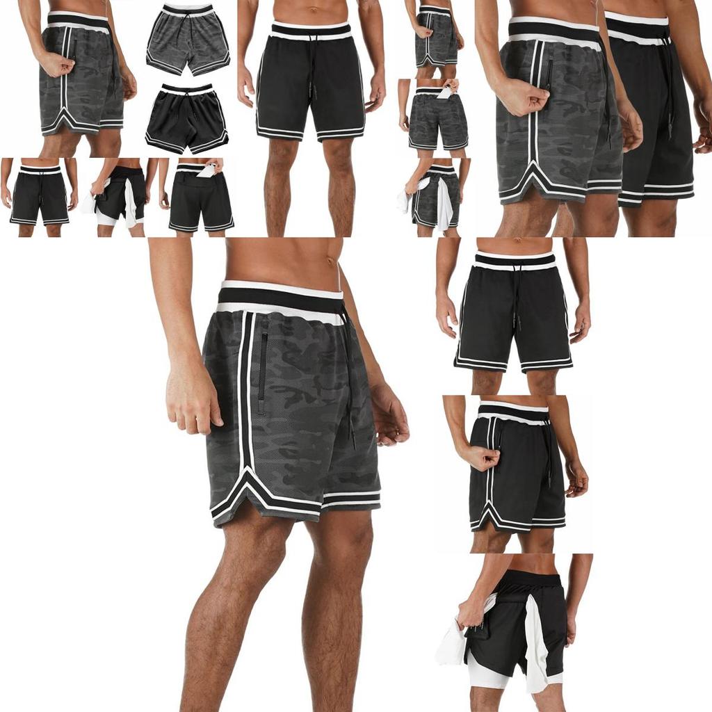 Men's Fitness Sports Shorts With Adjustable Waist And Hidden Zipper Pockets