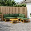Sofa Set 6 Pieces Natural Solid Acacia Wood