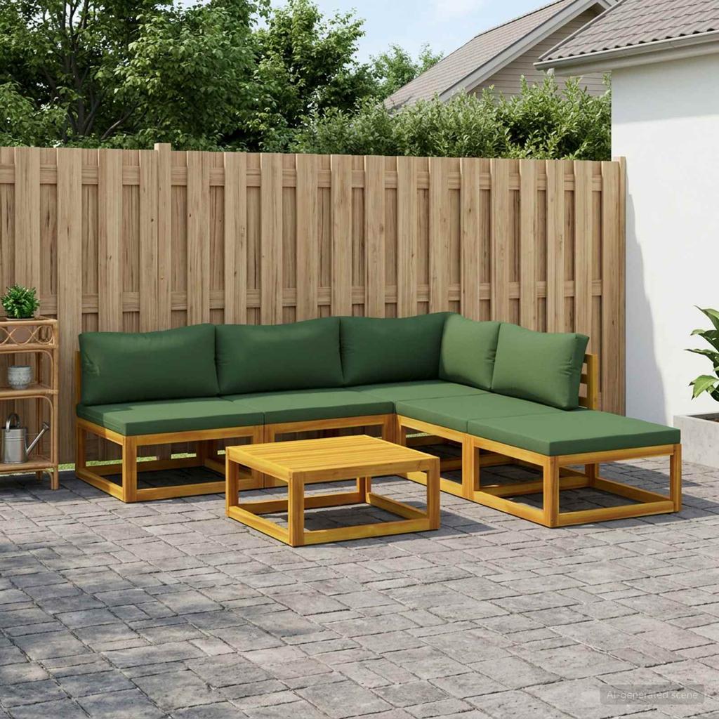 Sofa Set 6 Pieces Natural Solid Acacia Wood
