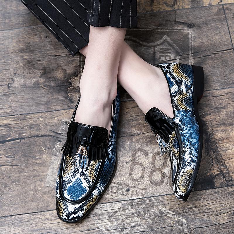 FashionMen's Pu Leather Shoes Casual Tassel Loafers Men Dress Shoes Fashion Spring Autumn Wedding Formal Flats Male Vintage Moccasins