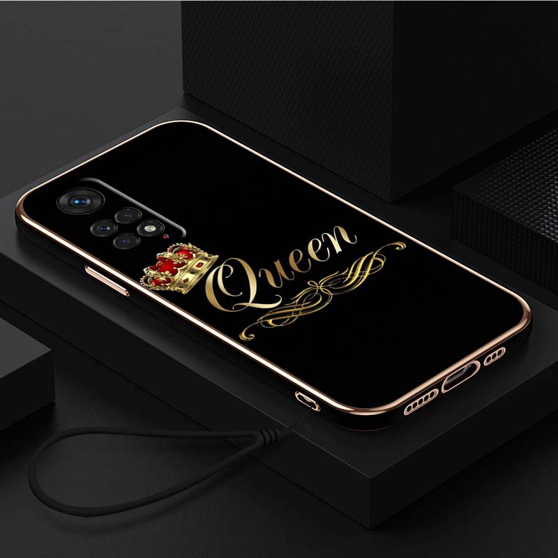 Husă de telefon TPU placată de lux cu șnur pentru Xiaomi Poco F1 F3 F4 F5 M3 M4 M5 X3 X4 X5 PRO 11 Lite 11T 12T 13T huse A30 King Queen Husă cupluri