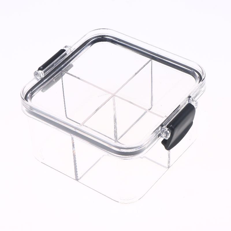 

Пластиковая квадратная коробка для упаковки ароматизированного чая на 460 мл, 4 отделения, герметичная банка, пищевой контейнер для хранения, банка для хранения чёрный