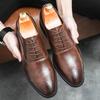 New Pointed Black Brown Lace Up Flat Casual Brogues Business Shoes For Men Wedding Dress Prom Groom Homecoming  Zapatos Hombre