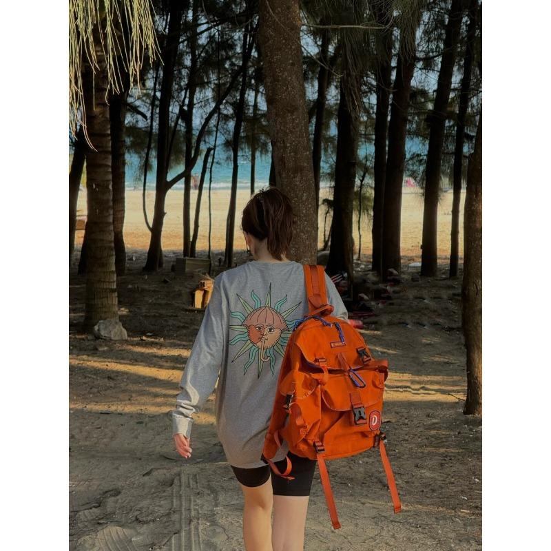 High-quality Orange Glow Nylon Rope Waterproof Large Capacity Casual Outdoor Bags for Unisex New