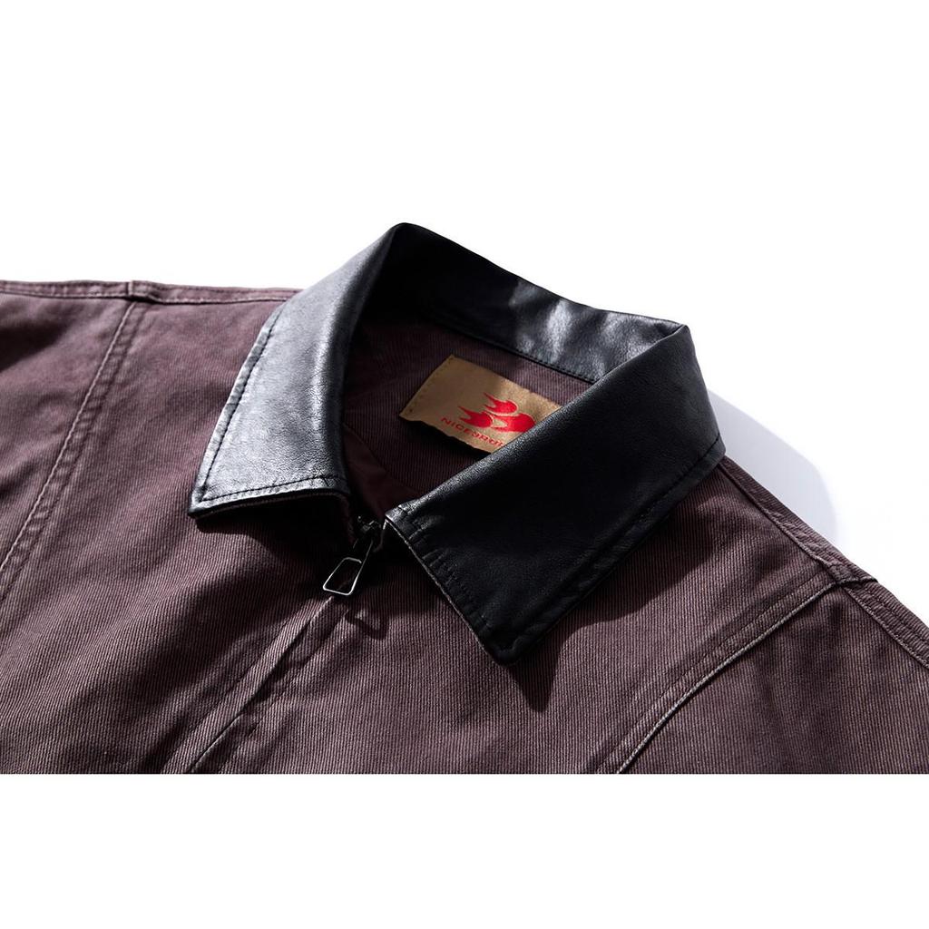 NICE3RULE Men's Retro Washed Cotton Workwear Jacket - Spring/Autumn Loose Fit