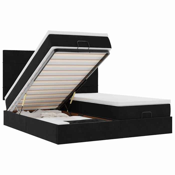 VidaXL Ottoman Bed Frame with Mattress Black 180x200cm Velvet 3313774