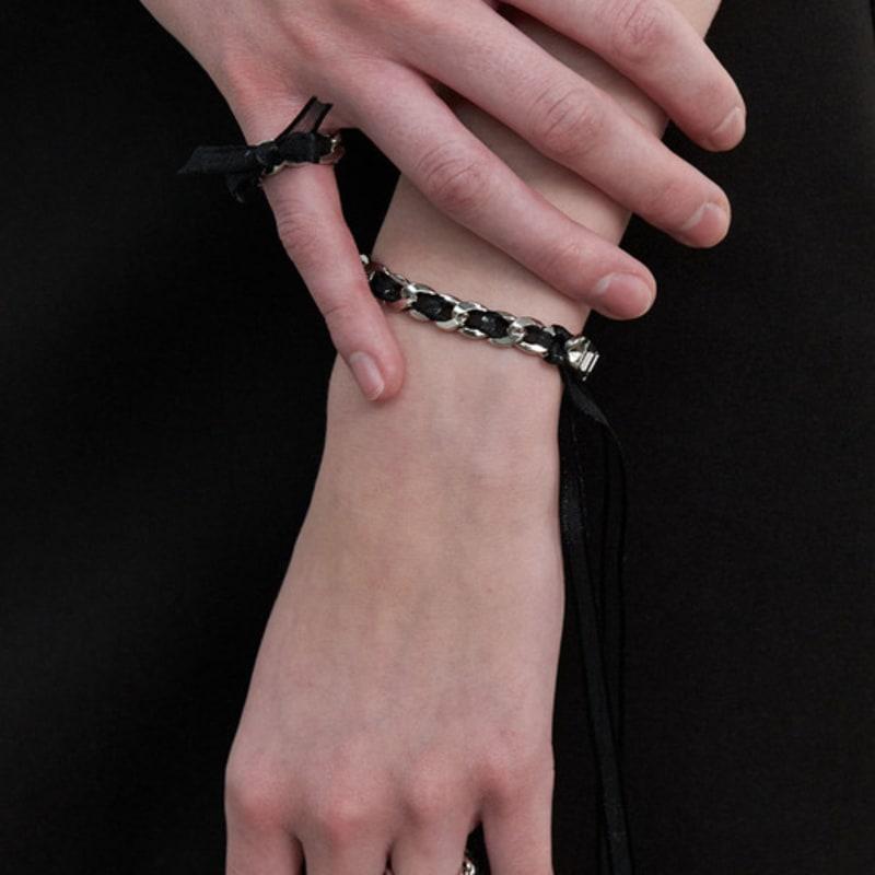 

LOVE ME MONSTER Sheer Ribbon Chain Bracelet (L241MBC040) BLACK