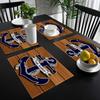 4pcs, Nautical Theme Placemats with Anchor Pattern and Wood Grain Stripes Design, 12x18 Inch Insulated Table Mats for Home and Holiday Events
