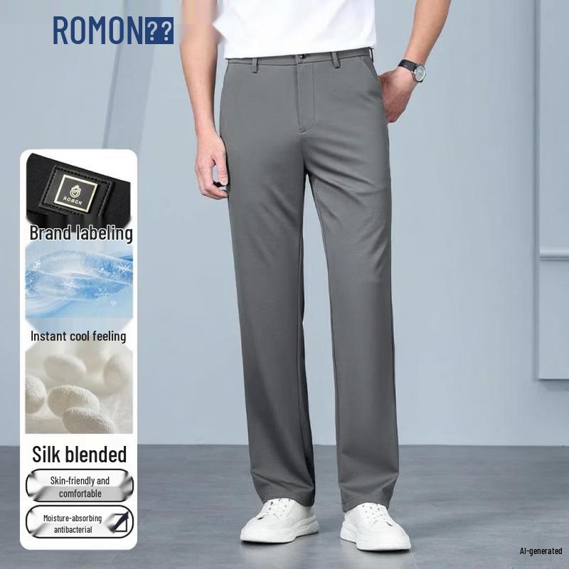 

ROMON Men s Ice Silk Straight Leg Casual Pants 34