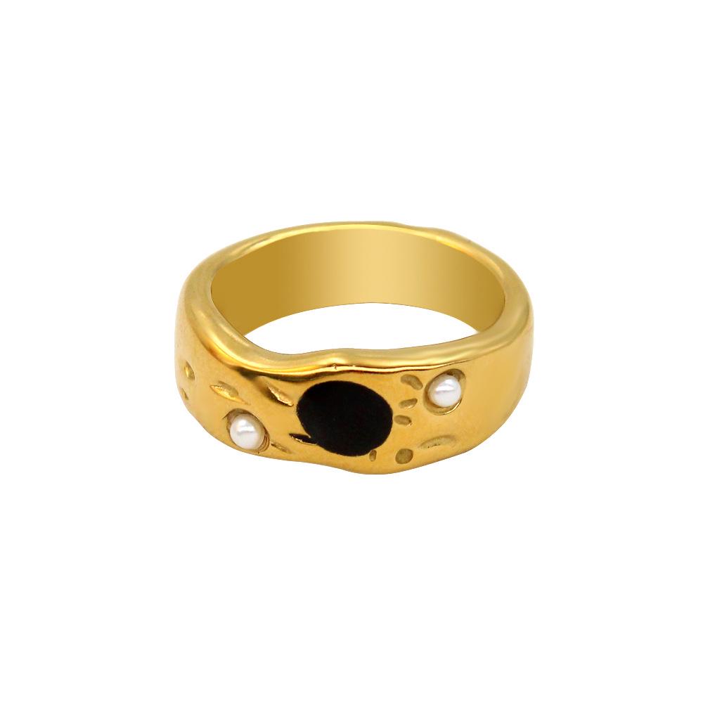 European & American Influencer-Style Pearl & Natural Stone Ring - Chic Christmas Jewelry for Women Size 7