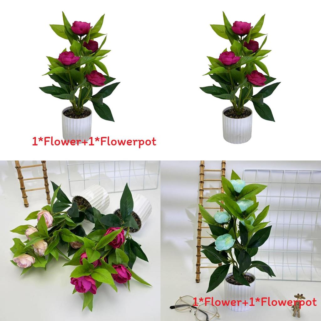 Rose Flower Arrangement Synthetic Potted Plant With Realistic Texture For Party And Outdoor Decor