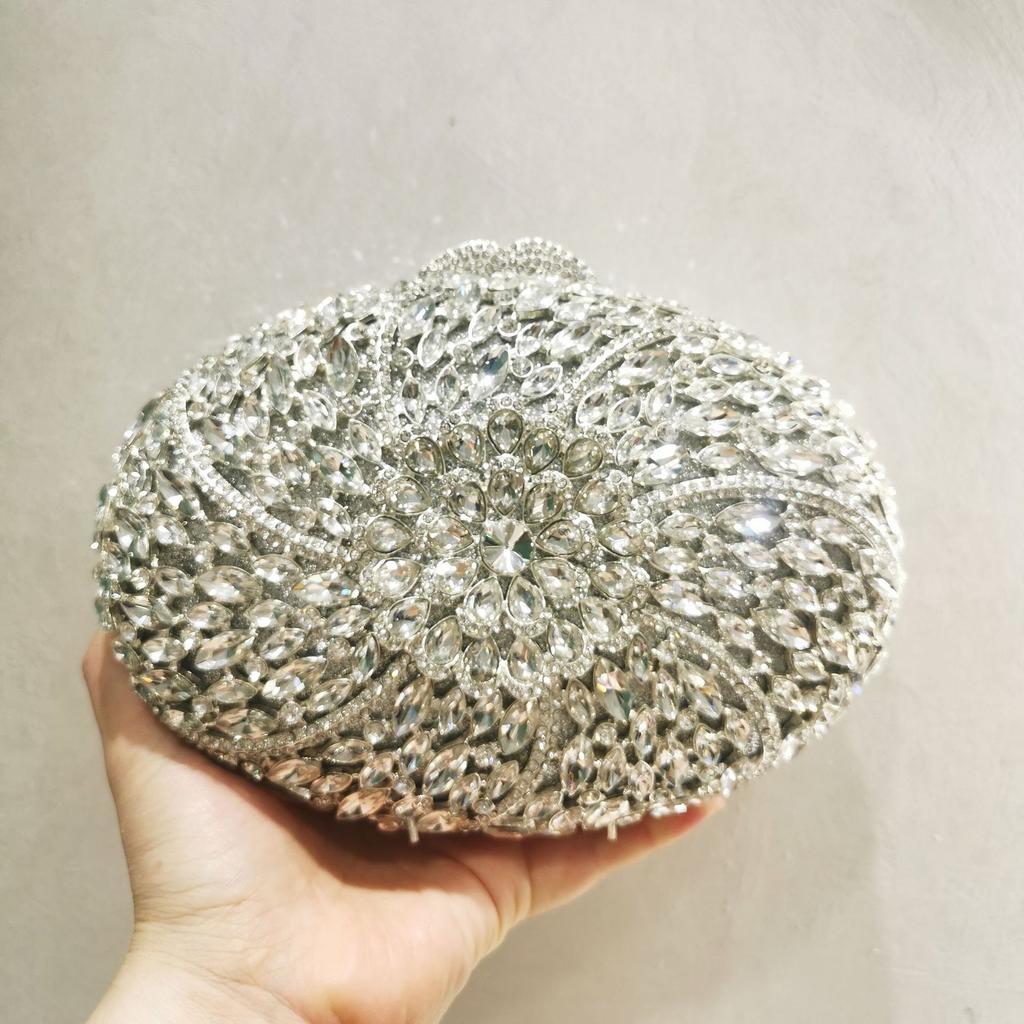 Pink Gold Champagne Crystal Evening Flower Bag Floral Stones Lady Clutch Purses Diamond Wedding Bridal Party Gala Handbag