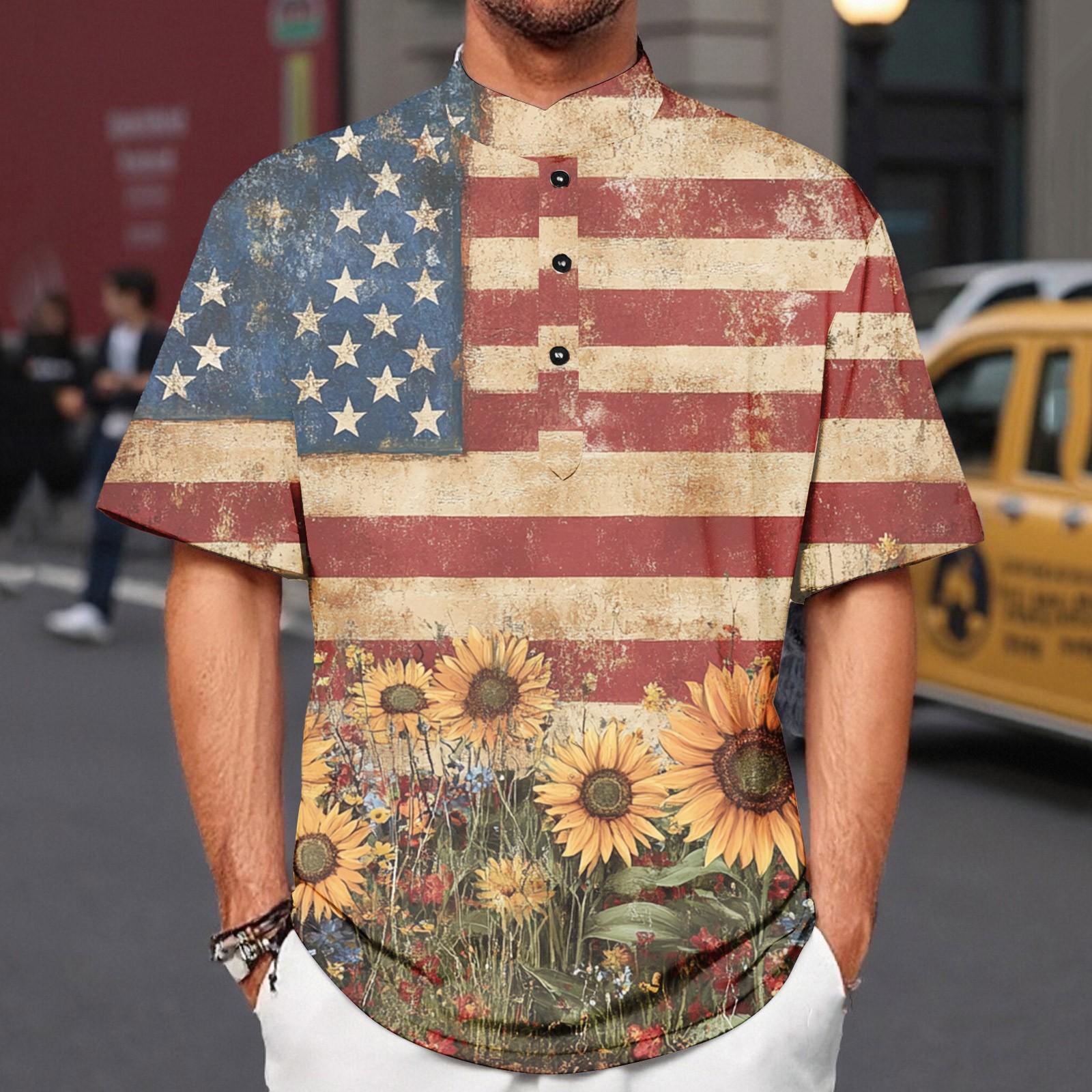 

Летний новый мужской повседневный воротник-стойка с коротким рукавом воротник рубашки L винный