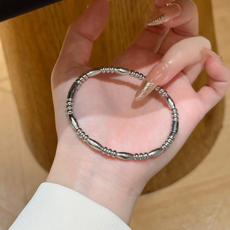 Hypoallergenic Stainless Steel Beaded Bracelet Stackable Gold Silver Jewelry for Women Party Accessory A1