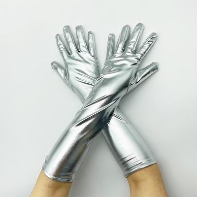 Medium And Long Patent Leather Gloves Elastic Tight Leather Gloves Tight Stage Sexy Nightclub Winter