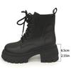 Fashion Punk Style Chunky Heeled Combat Boots for Women Black Pu Leather Platform Ankle Boots Woman Thick Sole Non Slip Motorcycle Botas