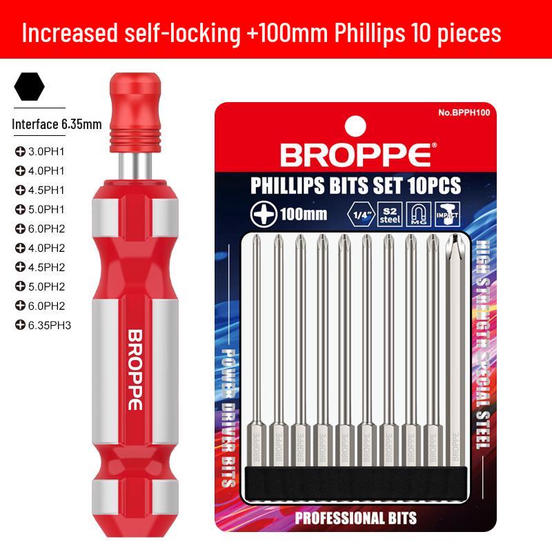 Self-Locking Phillips Screwdriver Set with Extension Rod and Socket