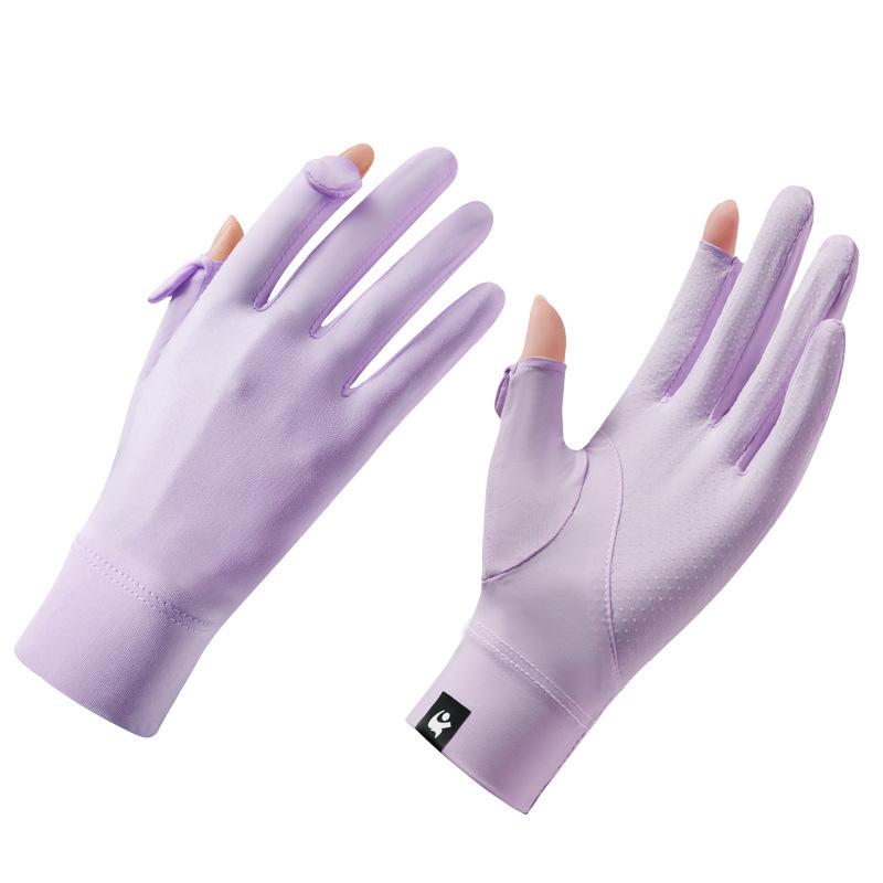 Women's Ice Silk Sun Protection Gloves - Lightweight, Breathable, Anti-Slip, UV Shield for Summer Cycling.