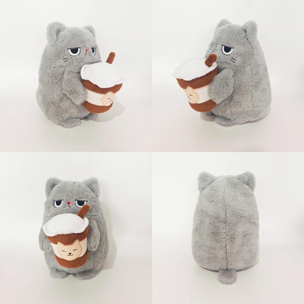 Melancholic Cat Plush Toy With Soft Short Plush For Kids And Collectors