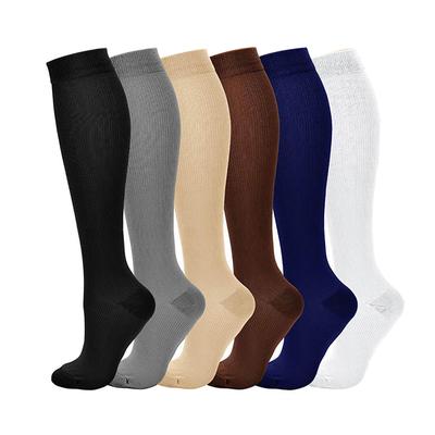Men's And Women's Solid Color Nylon Long Tube Compression Outdoor Sports Socks