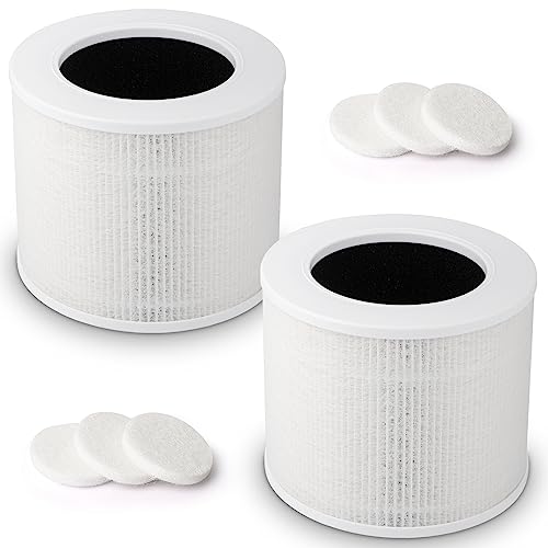 2 Pack Mini Replacement Filters for LEVOIT Core Mini Air Purifier H13 True HEPA 3 In 1 High Efficiency Filter with 6 Fragrance Sponges for Bedroom