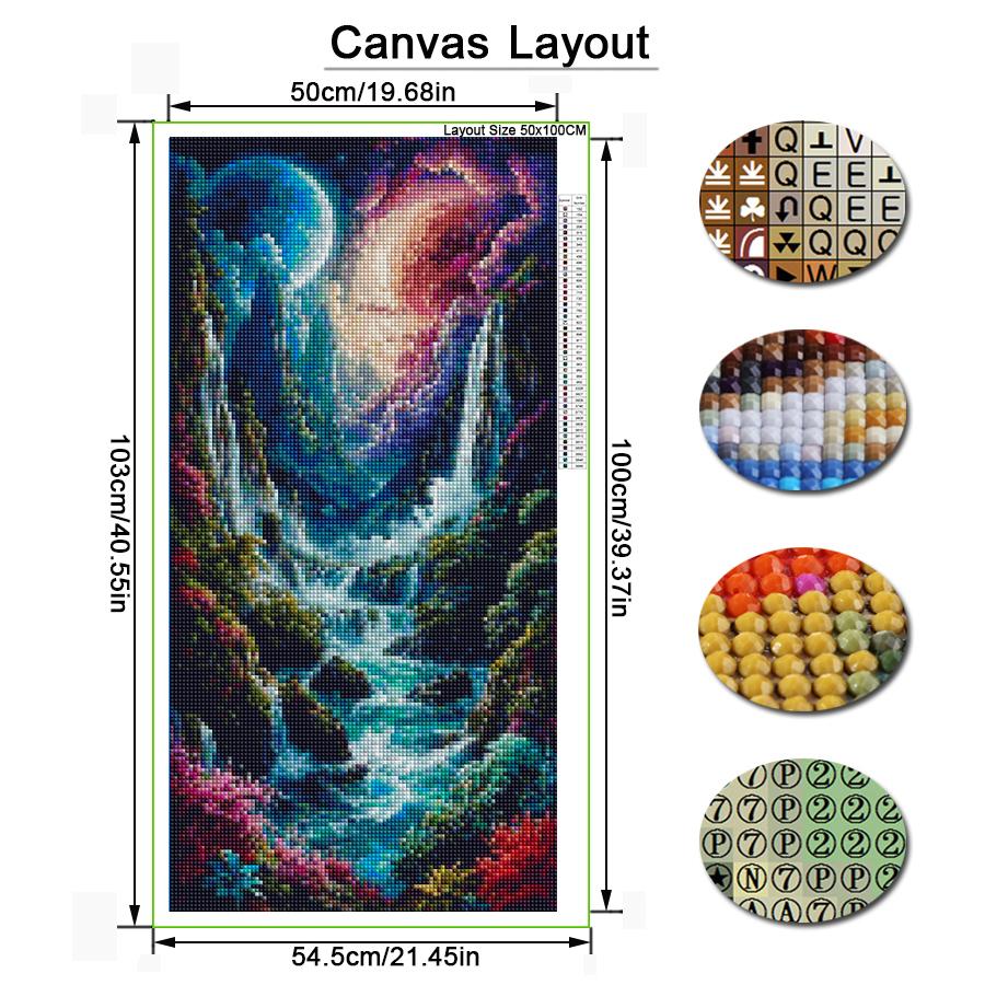 DIY Diamantmalerei Große Größe Schneebedeckte Berge Wasserfall Landschaft Vollbohrer Strasssteine Stickerei Landschaft Mosaik Kreuzstich-Sets