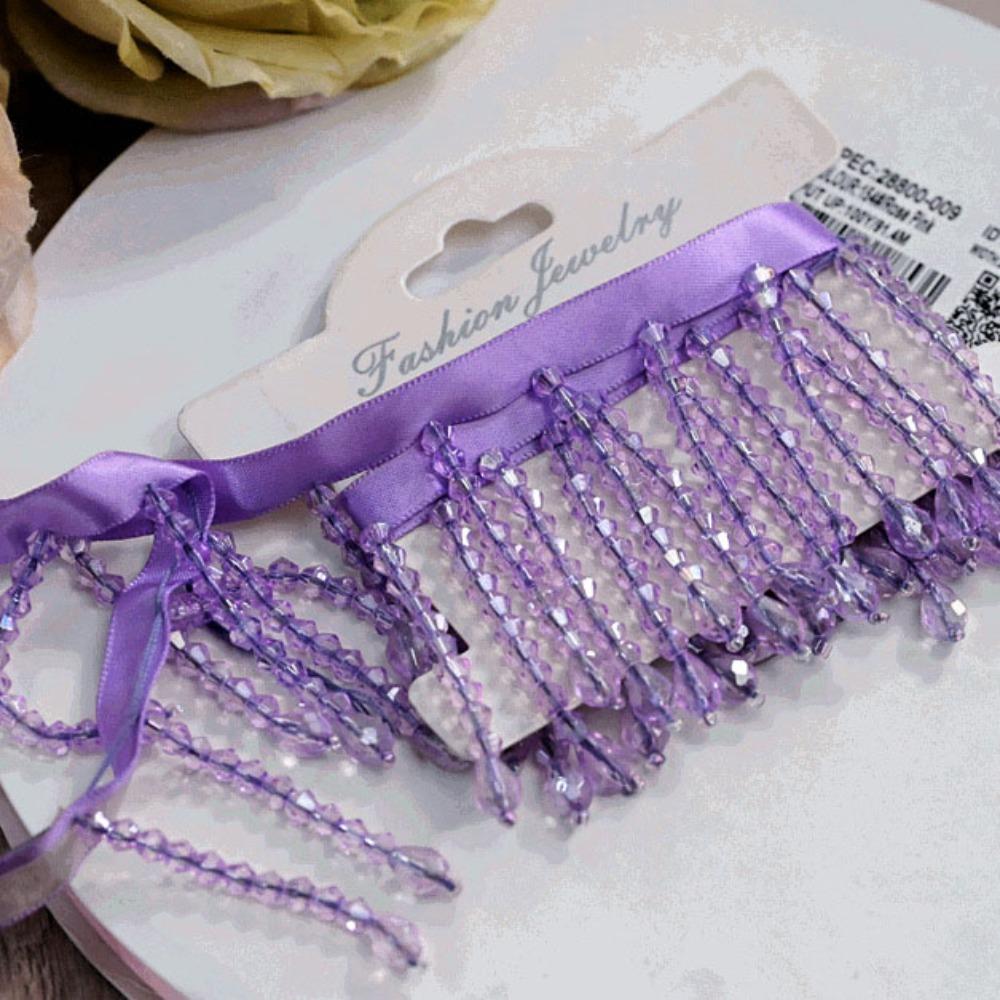 New 5.5CM Wide Crystal Pendant Beaded Fringe DIY Lace Decorative Trim Tassel Fringe Headwear Decoration