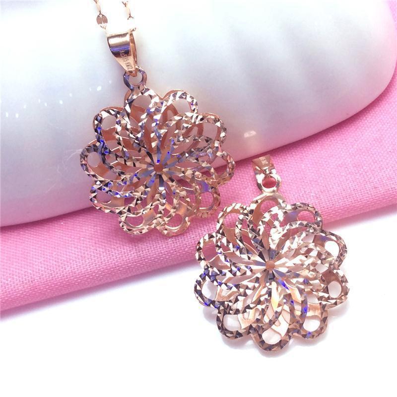 Purple Gold Shiny Hollow Flower Pendant Simple And Elegant Temperament Rose Gold Plated Collarbone Chain