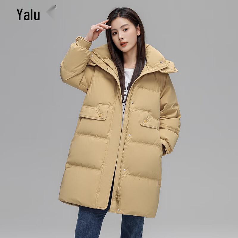 Yalu 2025 Winter Women's Mid-Length Hooded Down Jacket