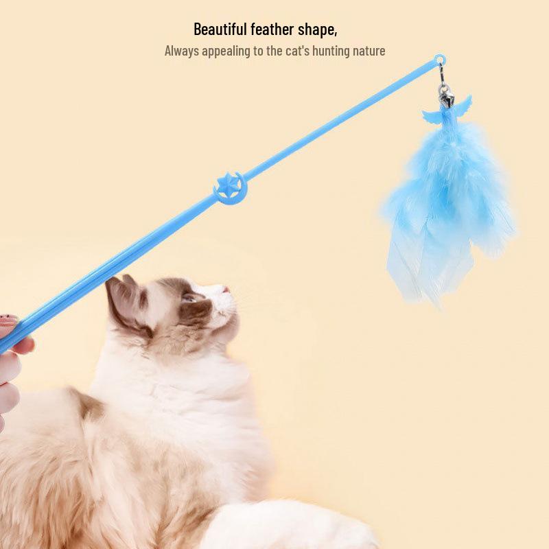 Fairy Cat Teaser Wand with Bell and Bite-Resistant Feather - Cat Toy Kitten Supplies, Free Shipping