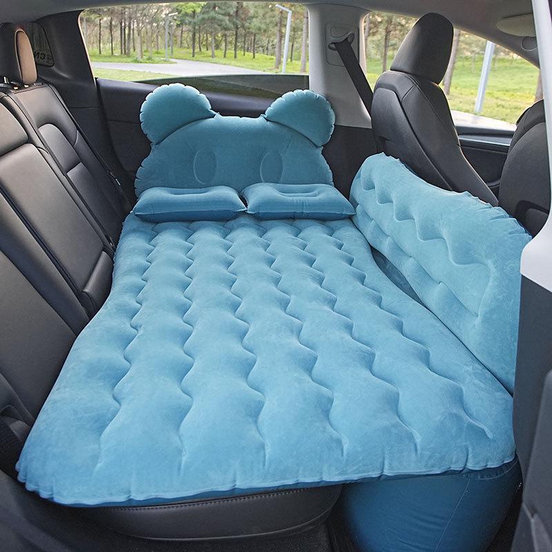 Universal Inflatable Car Mattress - Portable Folding Flocked Bed for Back Seat, SUV, and Sedan Trunk
