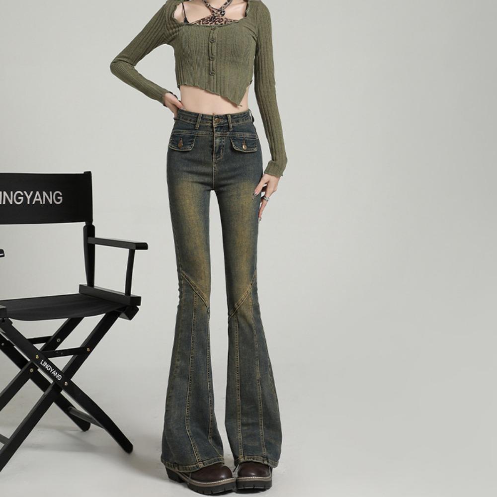 

Summer new jeans women versatile and tall small high waist elastic slim slim and thin mopping micro-horn XS