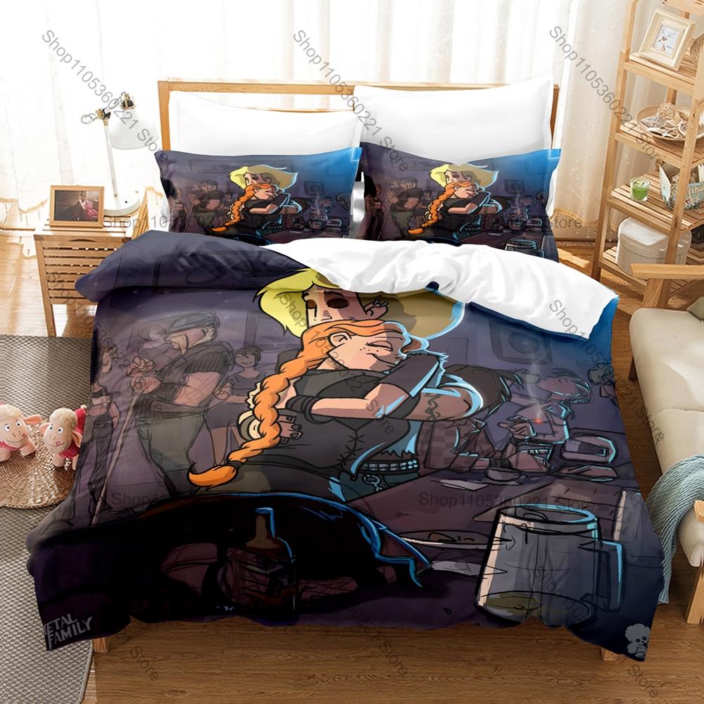 Cool Metal Family 3Pcs Bedding Set Cartoon Kpop Duvet Cover Pillowcase Bed Set Single Twin Full Queen King Size Home Bedroom Dec