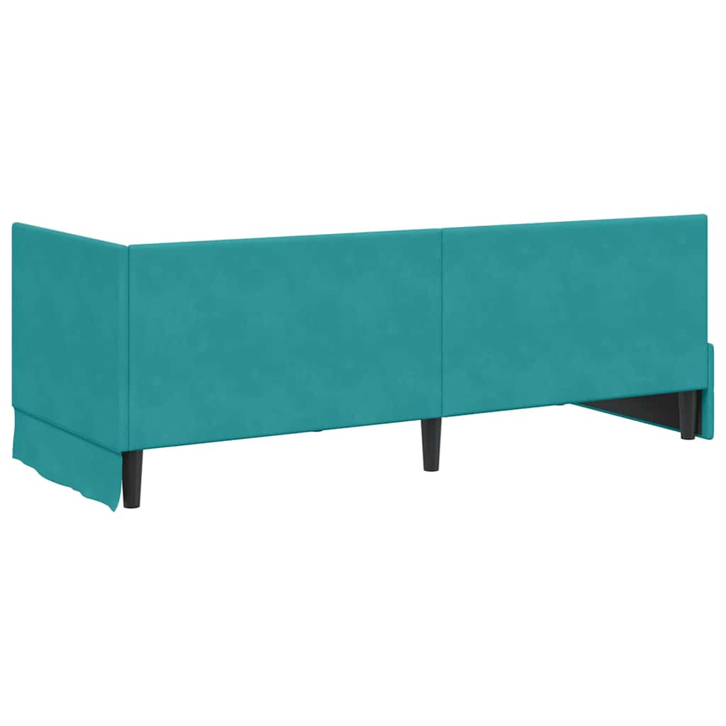 Corner Bed Frame with Headboard Turquoise 80 Cm X 200 Cm Velvet