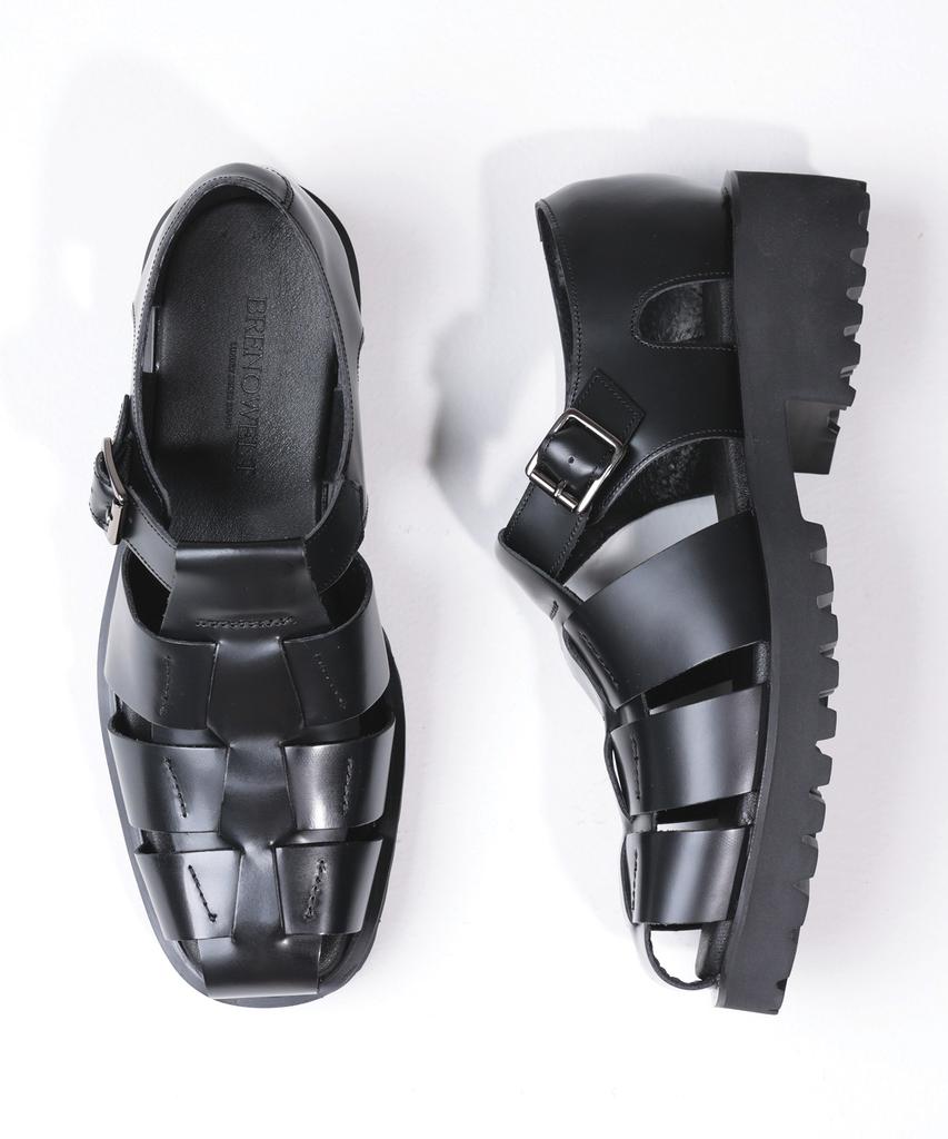 Brenowelt Romantic Fisherman Black Commando Platform Sandals 701