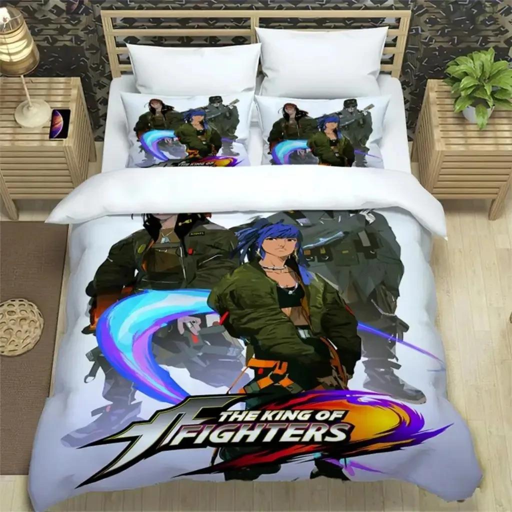 KOF Anime Art Print Three Piece Bedding Set Fashion Article Boys Or Adults For Beds Quilt Covers Pillowcases Bedding Set