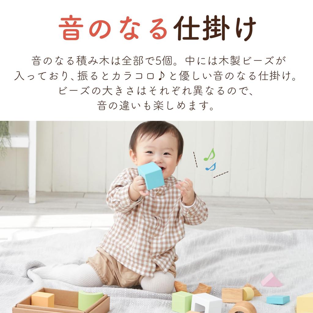 SOUND Blocks Building Blocks Educational 0 Years 1 Year Baby Birthday Girls Edutē Toy, Old, Old, Gift, Present, Boys, (Sherbet)