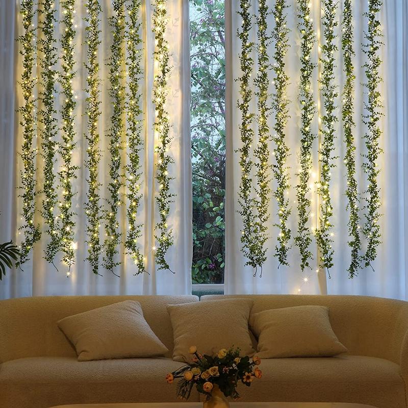 Artificial Eucalyptus Garland Wedding Backdrop Arch Wall Supplies Hanging Green Rattan Fake Plants Home Room Garden Decorations