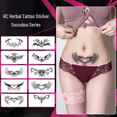 Kräuter Semi-Permanenter Wasserdichter Sukkubus Tattoo-Aufkleber für Frauen - Langlebig, Narbenabdeckend, High-End-Design für Brust, Taille und Bauch