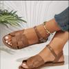 Fashion 2025 Open Toe Women's Sandals Summer Beach Sandals  Elastic Band Flat with Plus Size Shoes Female