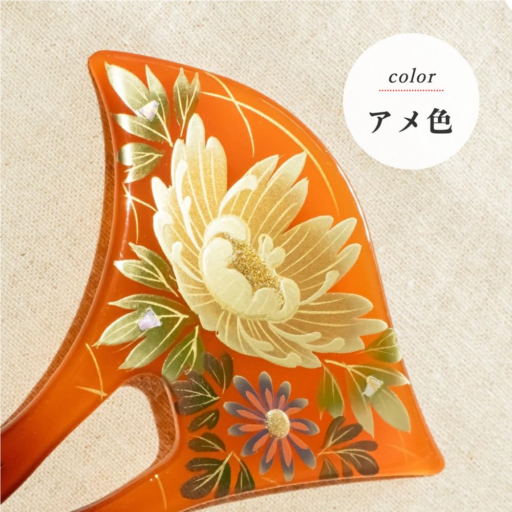 Hair Made in Hair Formal Visiting Graduation Entrance Amber Color 20w510X01Y02 Hairpin, Makie, Kimono, Accessory, Japan, Watmosphere, Accessory, Wear,