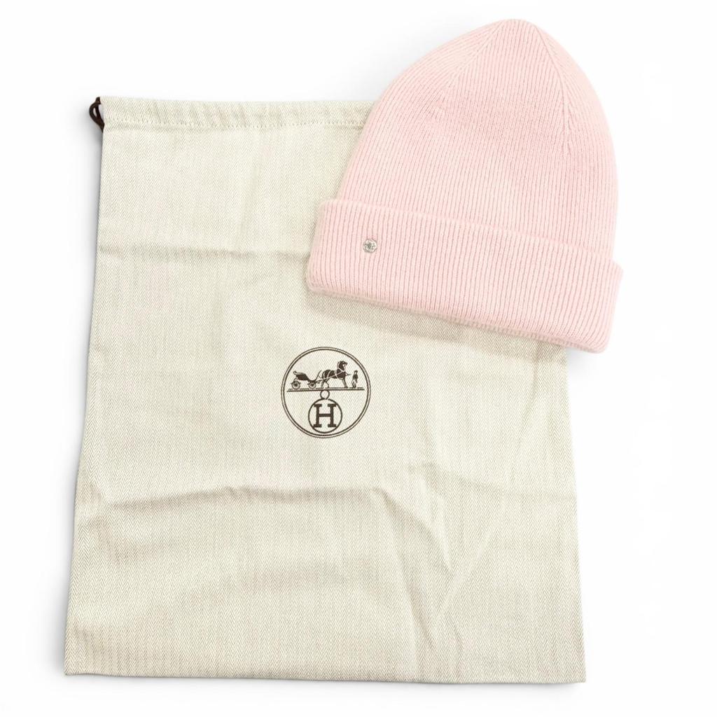 Excellent HERMES Knit Cap Beanie Leesa Slalom Serie Button Wool Women L H252002N Used