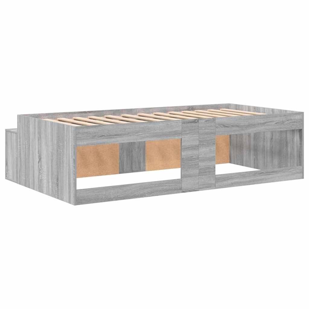 Storage Bed Frame in Grey Sonoma 70 x 190 cm Engineered Wood