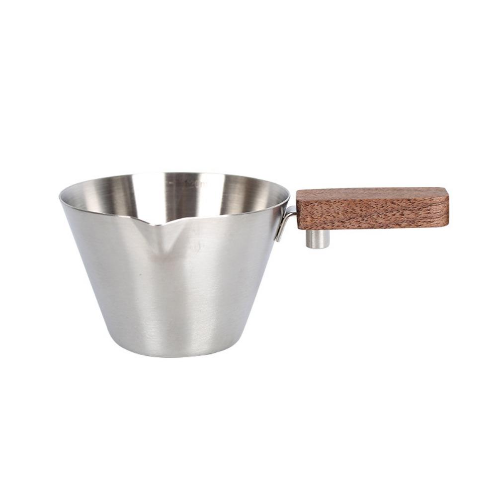 Wood Handle Espresso Measuring Cup 304 Stainless Steel Small Milk Pitcher  Kitchen Accessories