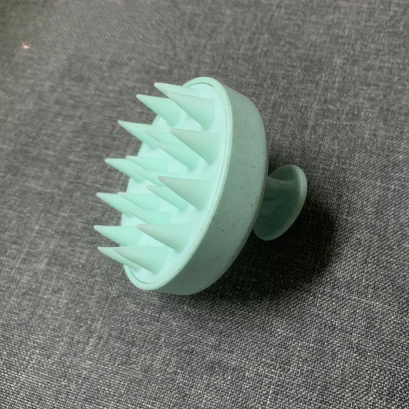 1pc Round Soft Rubber Shampoo Brush Wheat Straw Massage Comb Portable Head Brush Scalp Washing Clean Shower Bath SPA Brushes
