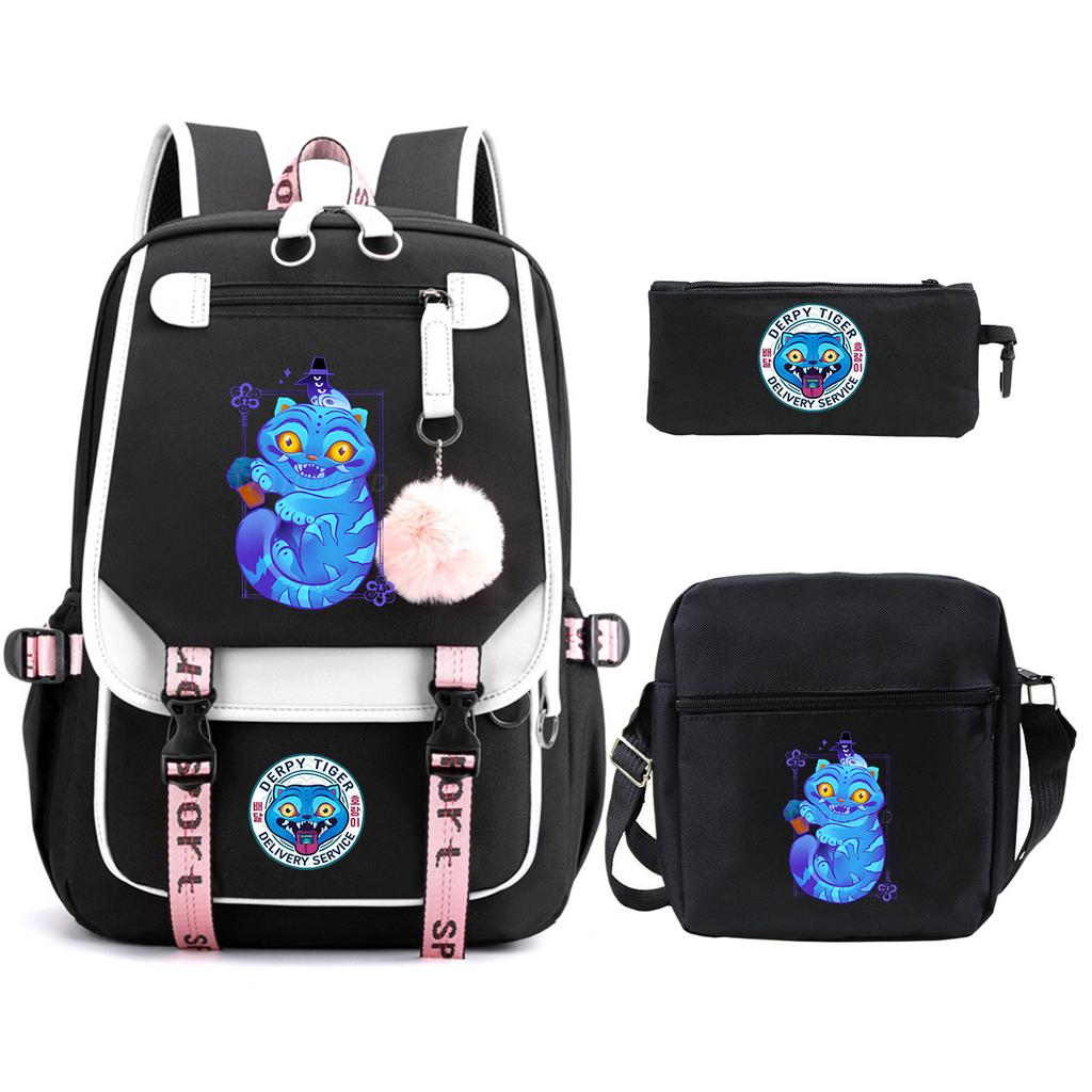 Animation Cartoon Peripheral Primary And Secondary School Students Schoolbag Multi-Functional Large-Capacity Leisure Backpack Three-Piece Set