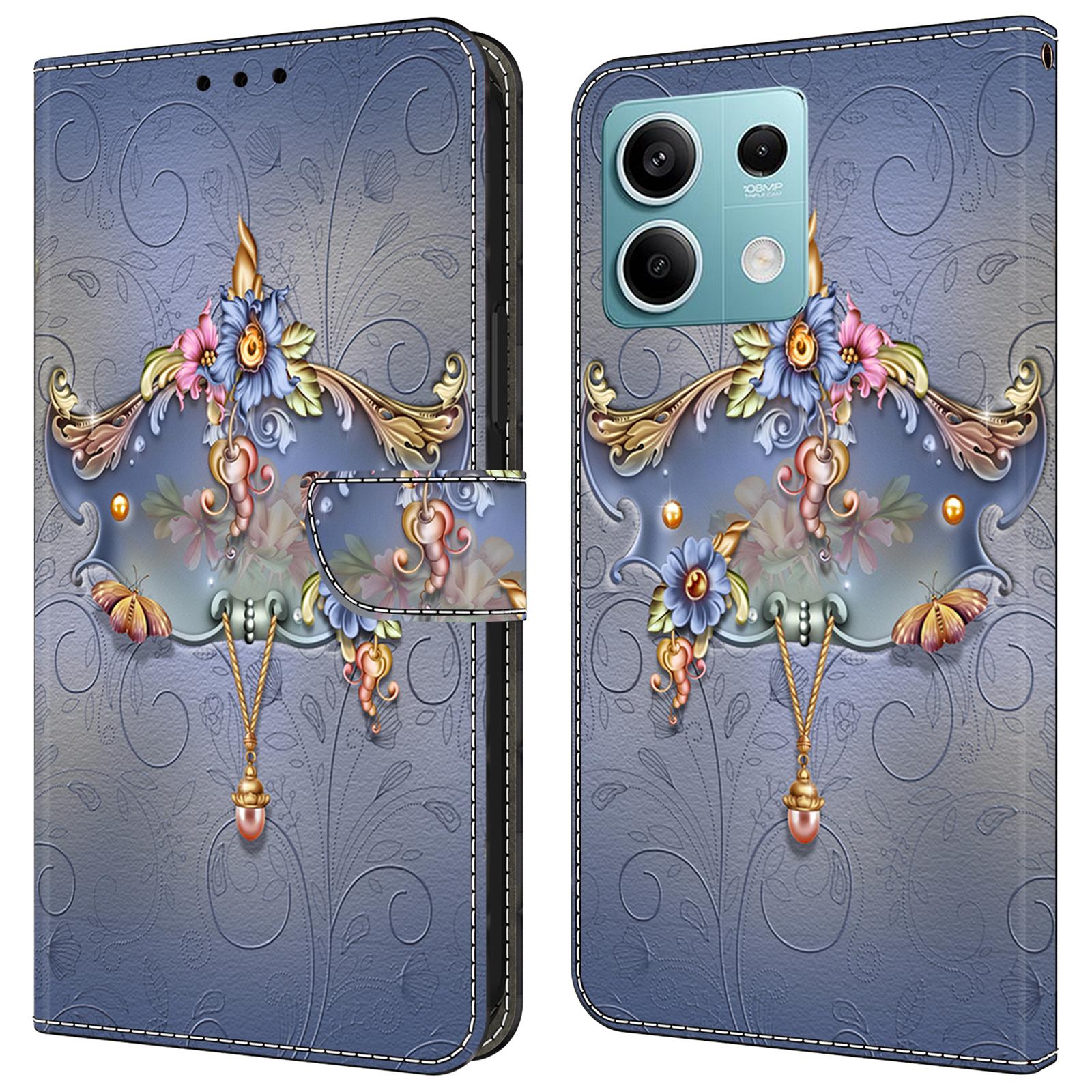 

Чехол для Xiaomi Redmi Note 13 5G с узором, из ПУ кожи, противоударная откидная крышка E