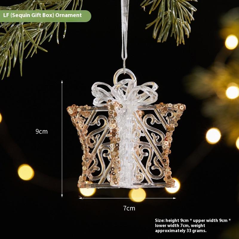 1Pcs Christmas Tree Scene Decoration Christmas Practical Sequin Acrylic Solid Color Pendant Transparent Snowflake Pendant