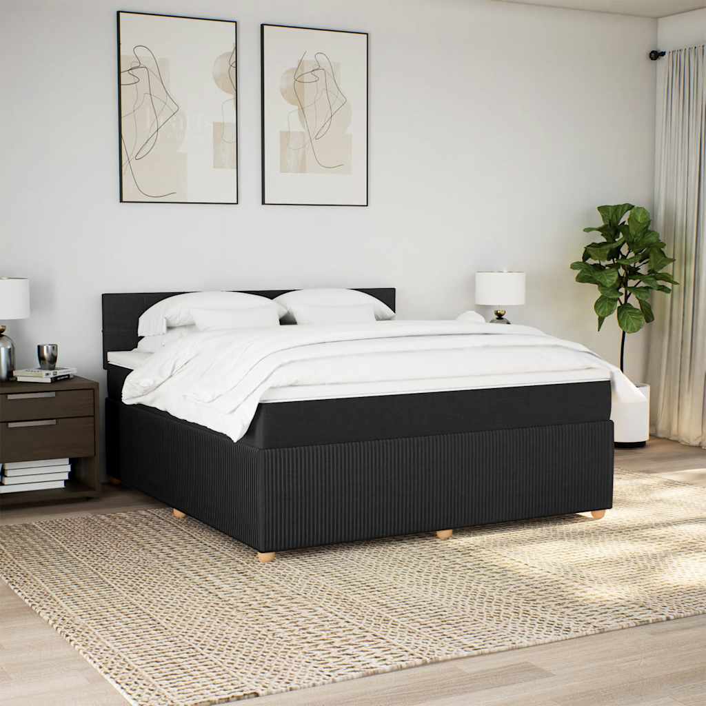 Vidaxl Continental Bed with Mattress, Black, Fabric 180X200 Cm