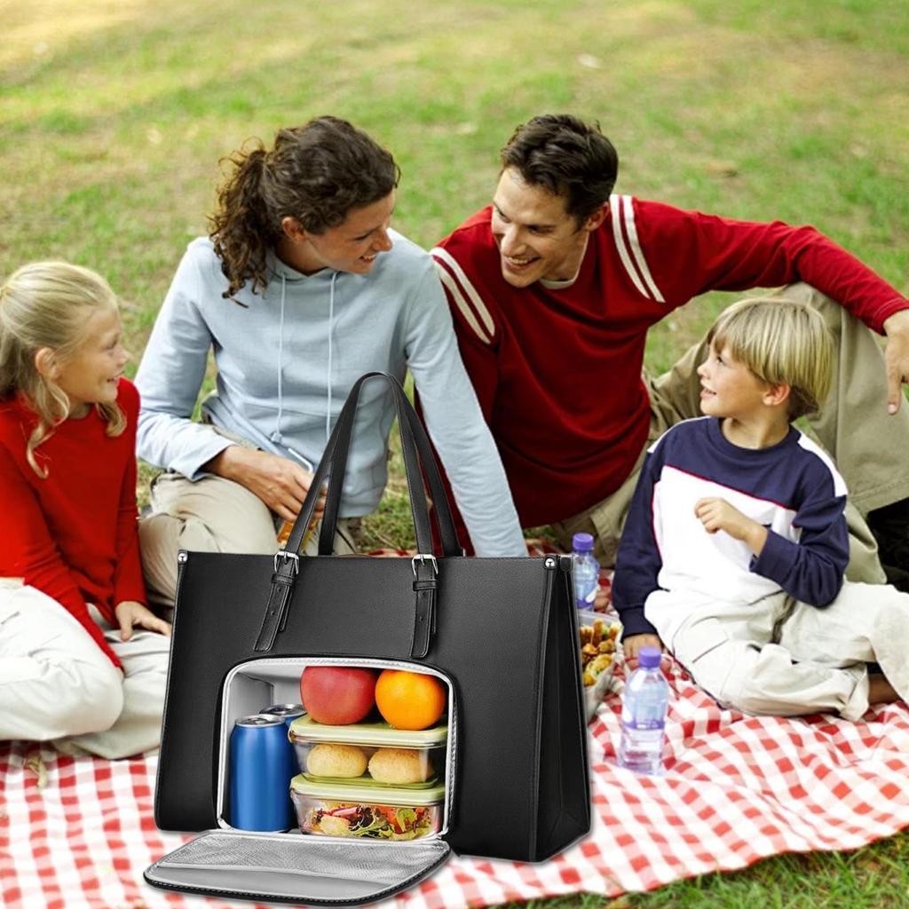 Laptop-Tasche mit isoliertem Lunch-Fach, modern für Arbeit, Schule, Computerhalter mit Behälter für Snacks, Obst, Getränke